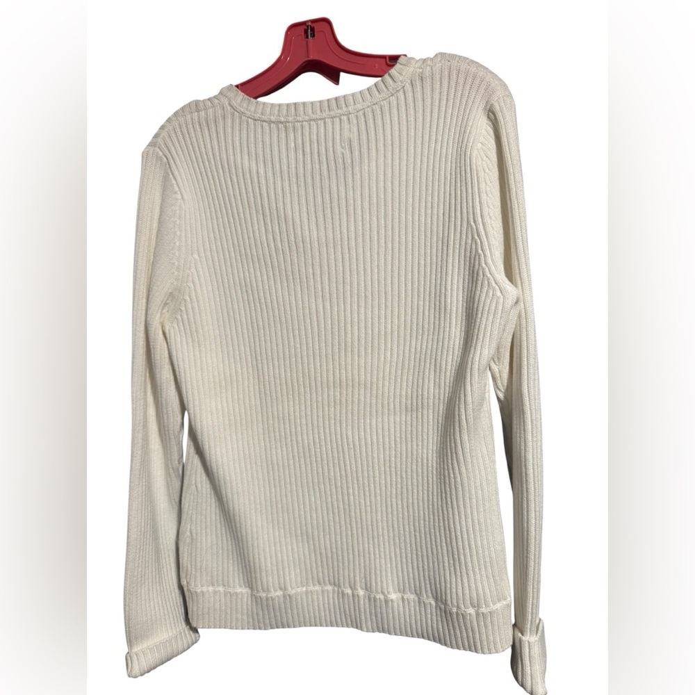 Tommy Hilfiger White Ribbed Long Sleeve Sweater - Picture 3 of 6